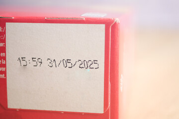  Closeup of expiry date on a packet 