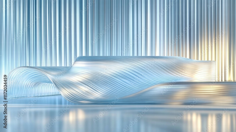 Leinwandbilder A sleek, modern sofa design with flowing lines and a translucent appearance.