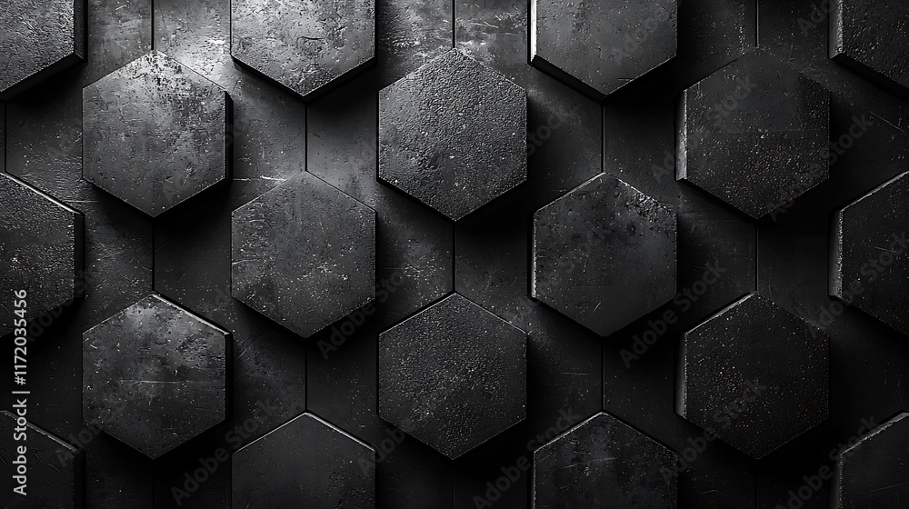 Poster abstract dark grey hexagon pattern background texture.