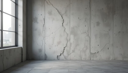 Obraz premium Cracked Concrete Wall Room Interior Design - Minimalism