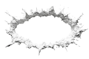 Fototapeta premium dynamic, circular splash of white powder creates explosive visual effect against transparency background, resembling burst of energy or impact. texture and form suggest movement and intensity
