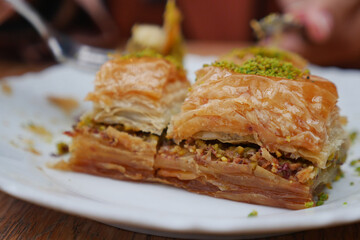 arabic dessert baklava on a plate 