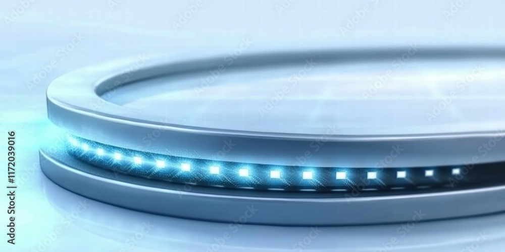Aufkleber a sleek, futuristic platform with illuminated edges, suggesting advanced technology.