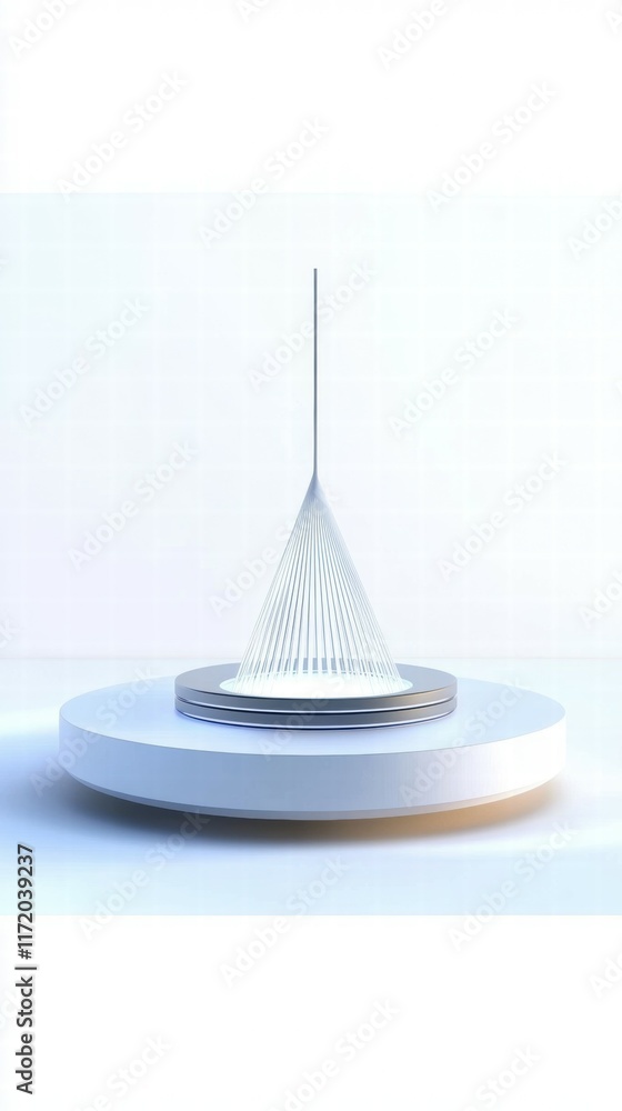 Fototapete A minimalist design featuring a cone-shaped structure on a circular base, emphasizing elegance.