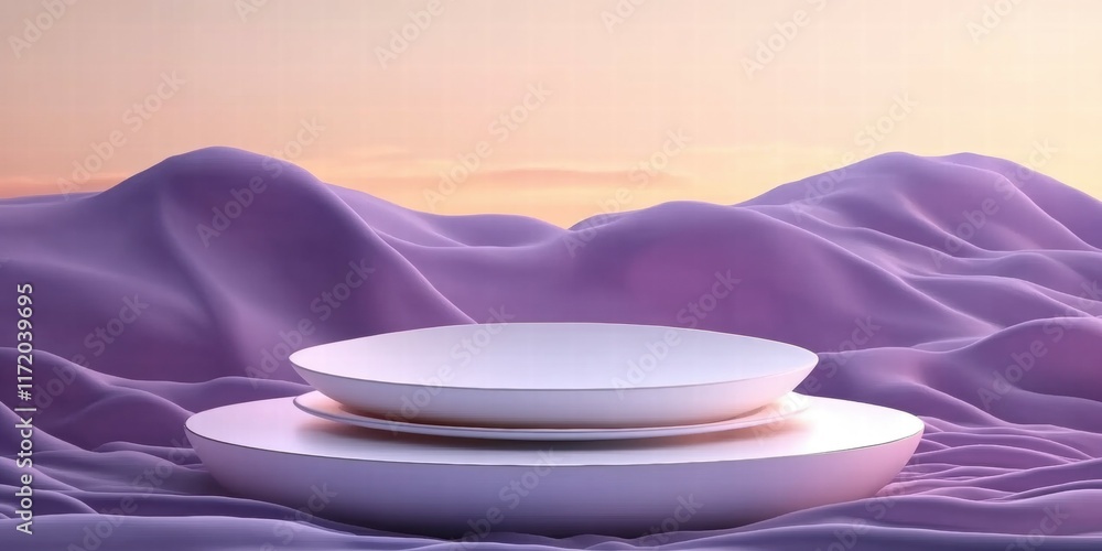 Fototapete abstract composition of layered plates on a textured surface with a soft color gradient.