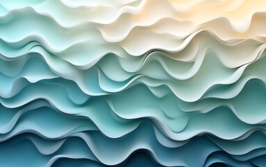 Fototapeta premium Abstract wavy background with pastel blue and white gradient.