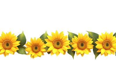 Obraz premium Vibrant sunflowers and leaves border.