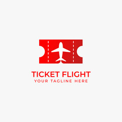 Vector airplane ticket logo, ticket logo with the airplane symbol in it