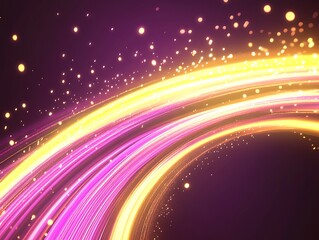 Obraz premium Abstract Swirling Light Trails Purple Gold Background