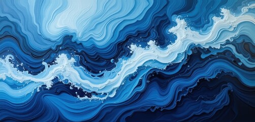 Blue Water Waves Abstract Pattern