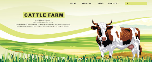 cattle farm landing page template vector illustration © Steven Mink