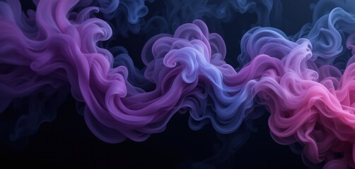 Fototapeta premium Abstract purple background with flowing smoke and light, featuring waves, curves, and energy in a smooth, colorful design with flame-like patterns and a touch of blue