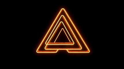 Glowing Orange Neon Triangles Abstract Art