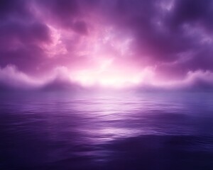 Obraz premium Purple sunset over calm ocean.