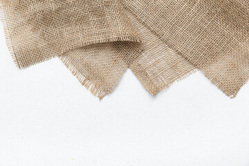 Burlap cloth on white background