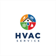 Modern plumbing, heating and cooling services company logo design graphic vector illustration 