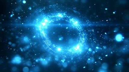 Obraz premium Glowing blue ring energy portal.