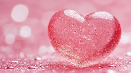 Obraz premium A vibrant heart-shaped lollipop rests on a soft pink background, symbolizing love and sweetness for Valentine's Day celebrations.