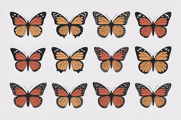 pattern of monarch butterflies with orange and black wings for nature inspired decoration or design