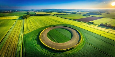 Aerial View of a Circular Crop Field Forming a Perfect Letter O