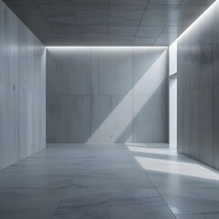 Obraz premium High-Quality 3D Rendered Abstract Concrete Room Interior with Dramatic Lighting and Minimalist Design for Professional Stock Photography