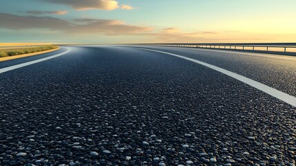 Serene Open Road During Sunset with Dramatic Sky, Creating a Tranquil Atmosphere for Travel and Adventure Enthusiasts