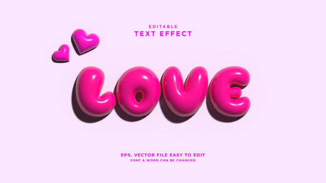 Love editable text effect 3d inflated