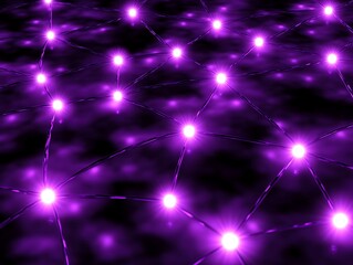 Obraz premium Abstract Purple Network of Glowing Nodes and Connections