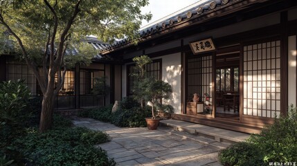 Serene Traditional Asian Courtyard