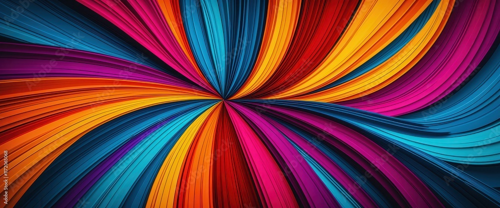 Poster vibrant abstract rainbow swirls in a dynamic spiral pattern