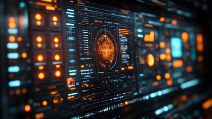 Futuristic HUD interface with digital face recognition.