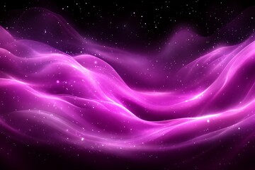 Obraz premium Abstract purple glowing waves with sparkles on black background.