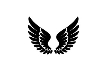 Obraz premium Black Wing Silhouette with Detailed Feathers on a White Background