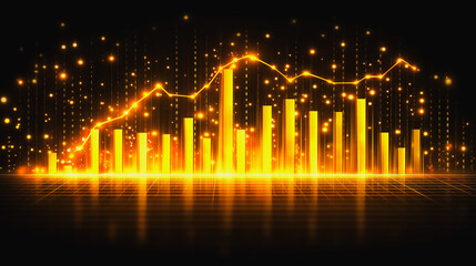 Golden Growth: A dynamic and visually stunning representation of financial success, showcasing a golden chart with a glowing line graph soaring upwards.