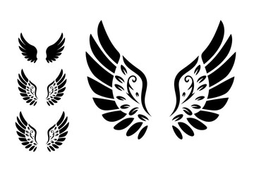 Obraz premium black and white wing designs in various styles for creative or symbolic artwork