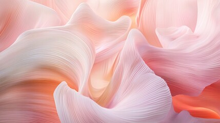 Flowing organic lines in soft pastel hues forming a panoramic abstract wallpaper background. 