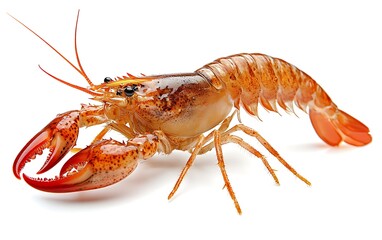 Cooked lobster isolated on white background; seafood dinner recipe.