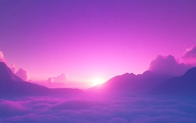 Obraz premium Purple sunset over mountains and clouds.