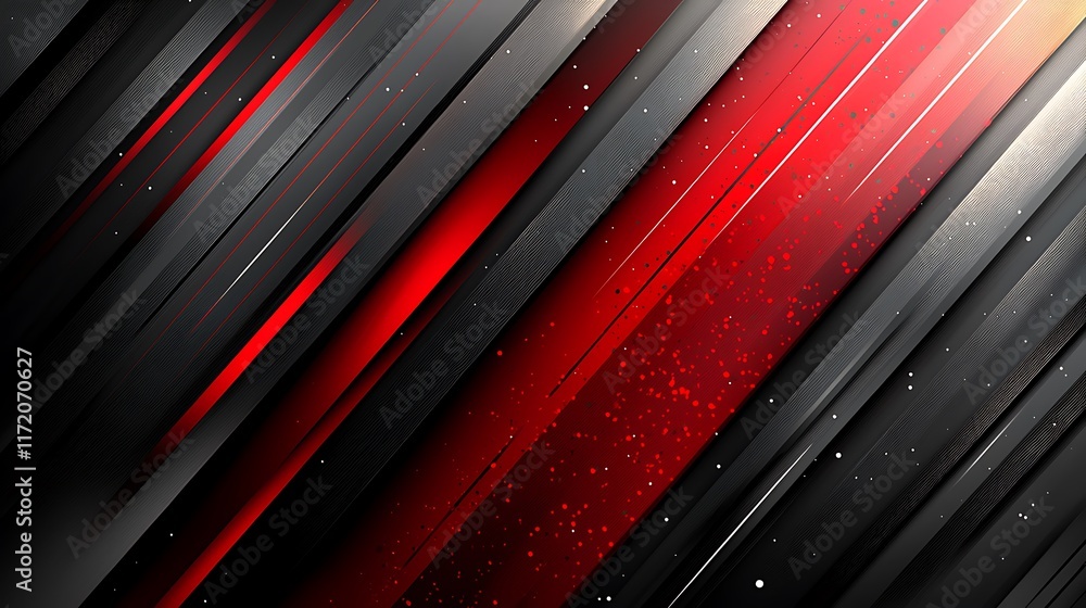 Poster abstract background with diagonal red and gray stripes, textured with subtle sparkle.