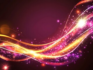 Fototapeta premium Abstract Glowing Waves with Sparkling Lights and Shimmer