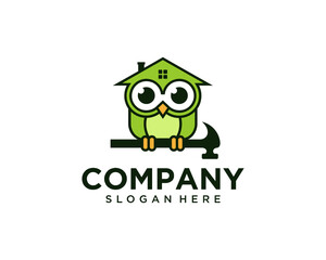Logo combination of owl and house