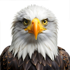 Obraz premium Bald Eagle - Haliaeetus leucocephalus in front on a white isolated BACKGROUND 
