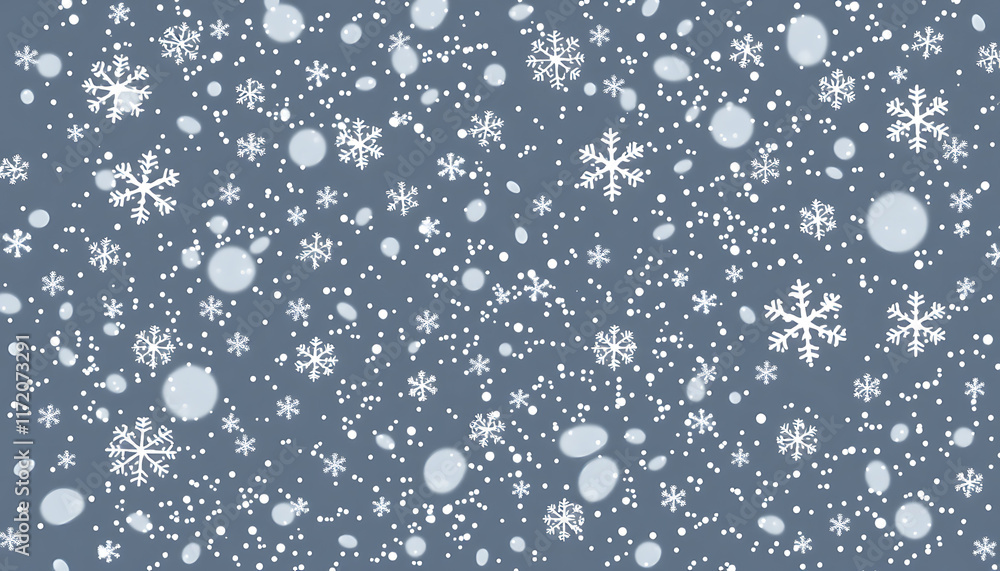 Poster vector heavy snowfall, snowflakes in different shapes and forms. many white cold flake elements on t