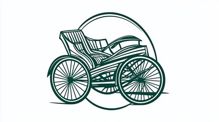 Fototapeta premium A vintage-style illustration of a rickshaw emphasizing its design and structure.
