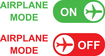 vector illustration airplane mode buttons, online and offline system