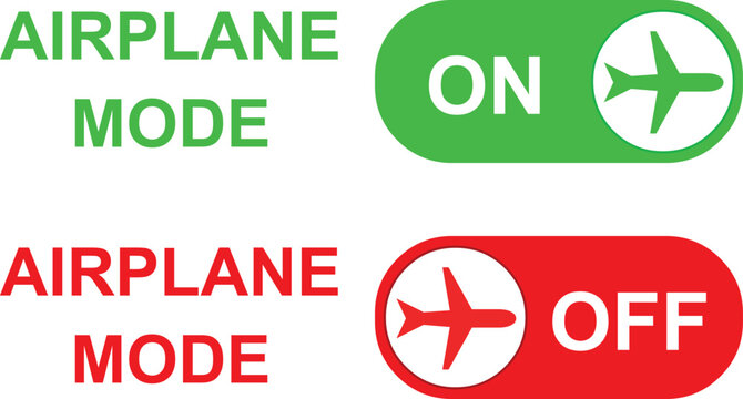 vector illustration airplane mode buttons, online and offline system