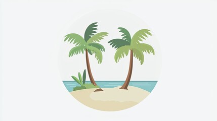 A serene beach scene featuring palm trees and calm waters, ideal for relaxation.