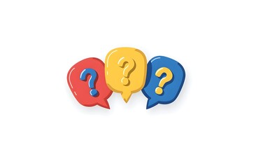 Colorful Question Mark Speech Bubbles Icon for FAQ and Inquiry