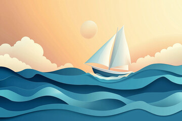 sailboat sailing on the sea graphic design