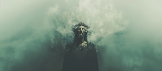 A spiritual scene of Jesus seeking God, set in a moody, atmospheric haze.
